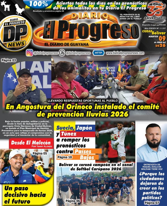 TITULARES DIARIO EL PROGRESO  EDICIÓN MARTES 09 DE JUNIO DE 2026