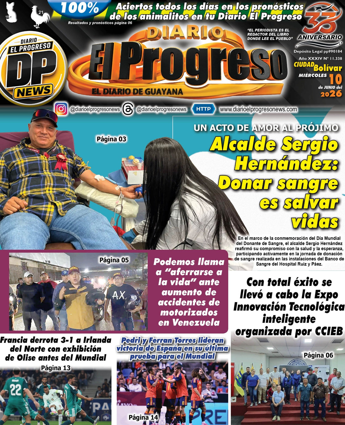 TITULARES DIARIO EL PROGRESO  EDICIÓN MIÉRCOLES 10 DE JUNIO DE 2026
