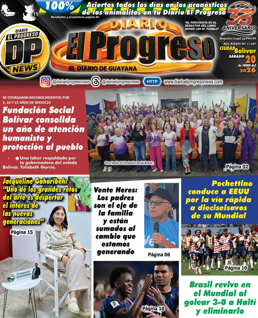 TITULARES DIARIO EL PROGRESO  EDICIÓN SÁBADO 20 DE JUNIO DE 2026