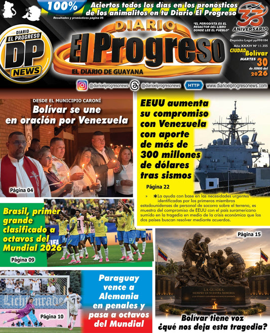TITULARES DIARIO EL PROGRESO  EDICIÓN MARTES 30 DE JUNIO DE 2026