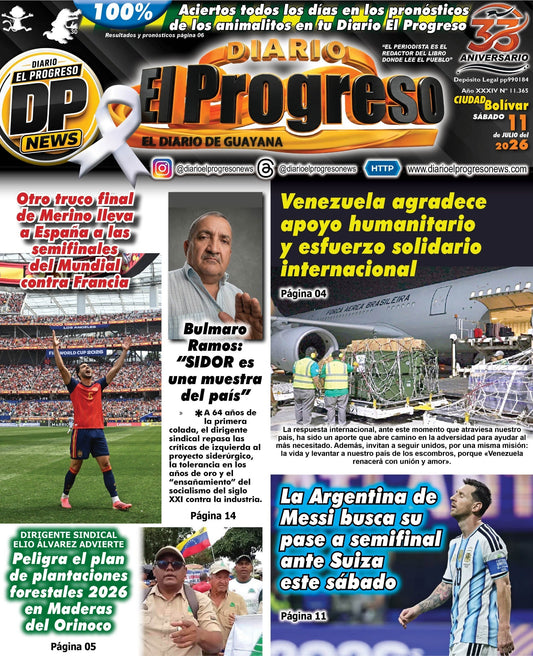 TITULARES DIARIO EL PROGRESO  EDICIÓN SÁBADO 11 DE JULIO DE 2026