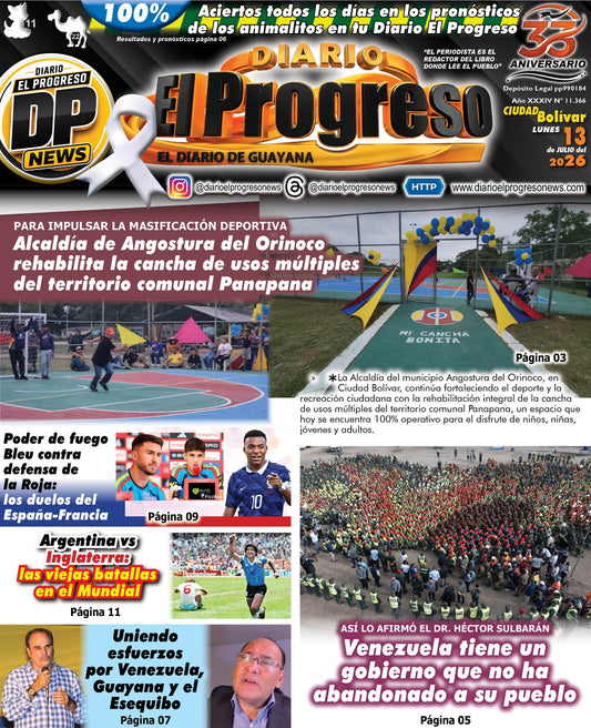 TITULARES DIARIO EL PROGRESO  EDICIÓN LUNES 13 DE JULIO DE 2026