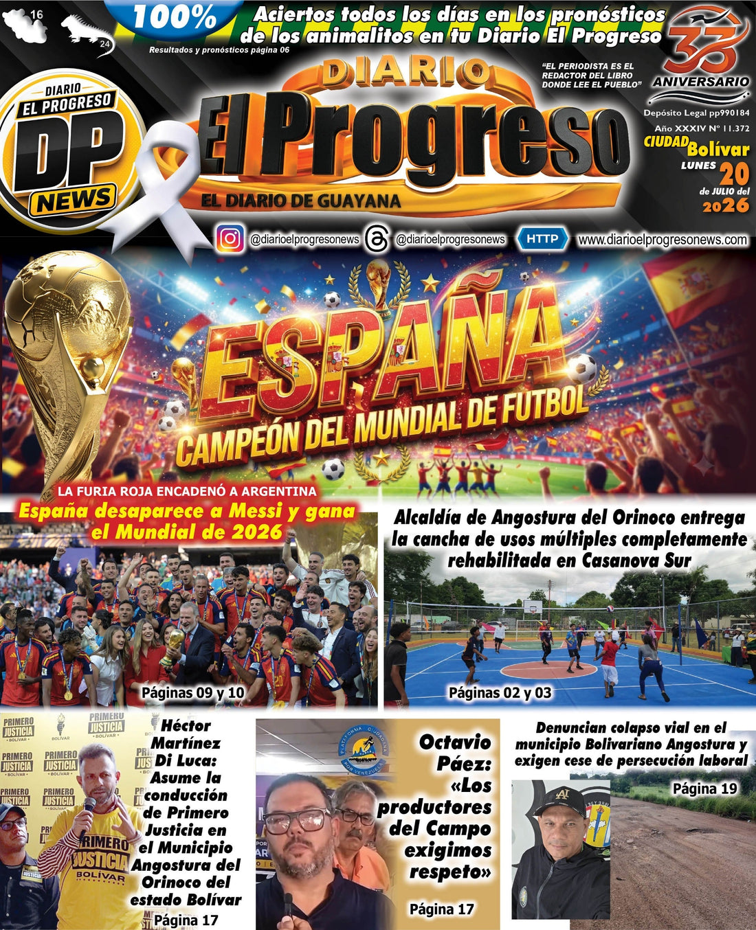 DIARIO EL PROGRESO  EDICIÓN LUNES 20 DE JULIO DE 2026