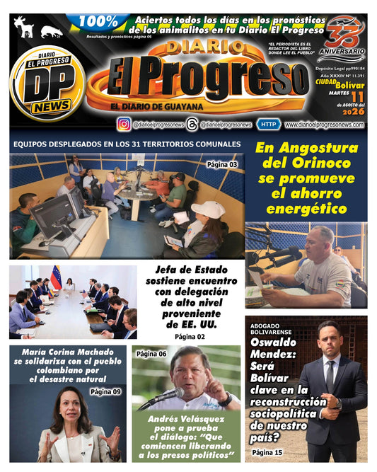 TITULARES DIARIO EL PROGRESO  EDICIÓN MARTES 11 DE AGOSTO DE 2026