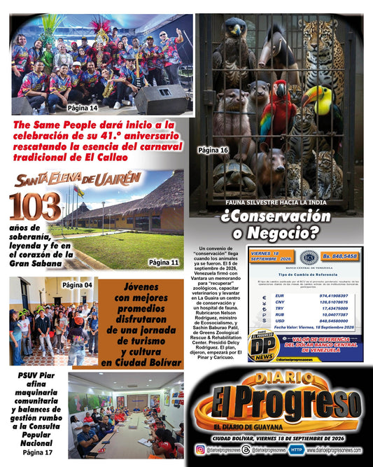 TITULARES DIARIO EL PROGRESO  EDICIÓN VIERNES 18 DE SEPTIEMBRE DE 2026