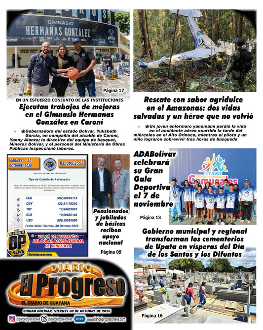 TITULARES DIARIO EL PROGRESO  EDICIÓN VIERNES 30 DE OCTUBRE DE 2026