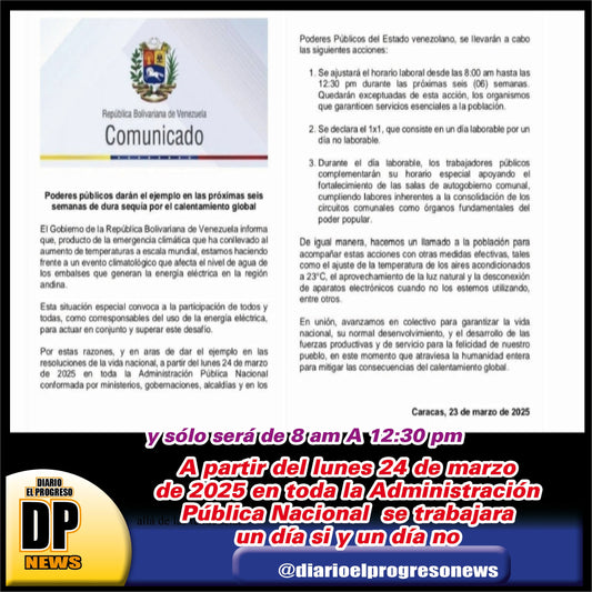 A partir del lunes 24 de marzo  de 2025 en toda la Administración Pública Nacional se reduce la jornada laboral por 6 semanas